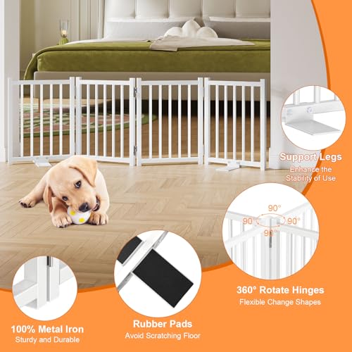 Short Dog Gate Indoor (White / 4 Panel-16''H, Up to 48’’ W)