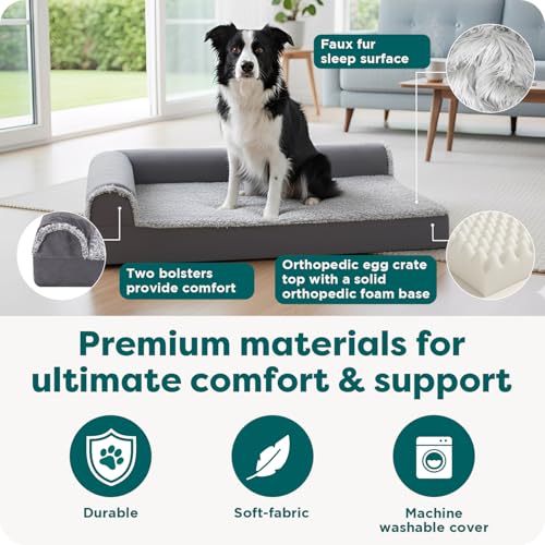 Orthopedic Dog Bed for Large Dogs w (Jumbo / Deep Sapphire)