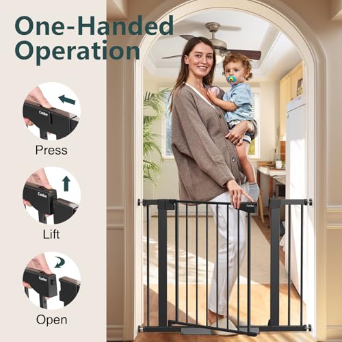 30 40.6 in Baby Gate for Stairs and Doorways (Black / 30-40.6"W x 30.5"H)