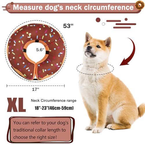 Recovery Donut Collar for Dogs & Cat (Brown / XL（neck 18"-23"）)