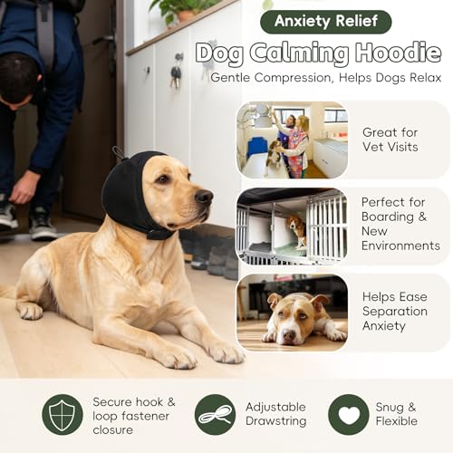 Upgraded Dog Ear Muffs No Shake Ear Wrap for Hematoma with SoundProof Pads (Grey / Large(Head Circle:18"-24"))