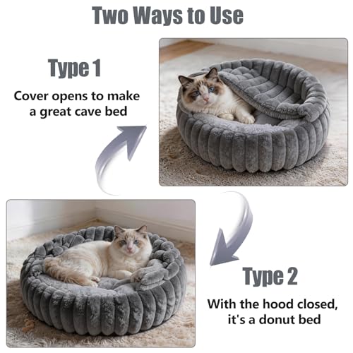 Cat Beds for Indoor Cats (24 x 24 inches / Dark Gray)