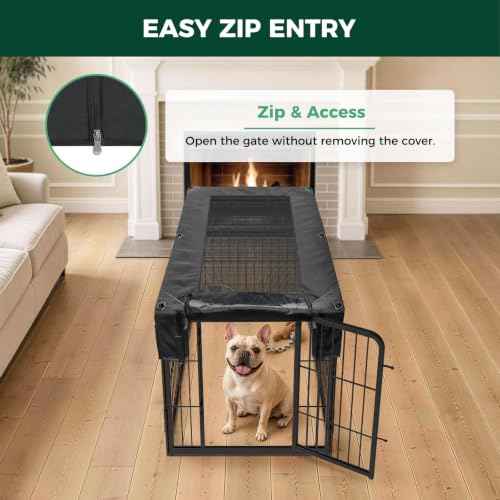 Homeplus Indoor Dog Playpen with Mesh Top Cover (Black / 24"H)