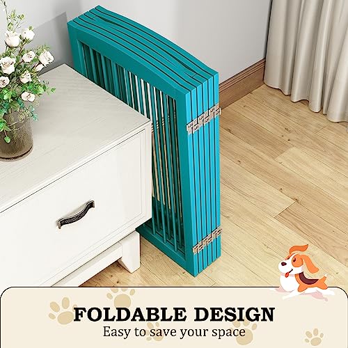 Freestanding Pet Gate with Door (6 Panel 32" / Blue)