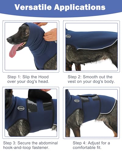 Dog Anxiety Vest with Hood (Medium / Dark Blue)