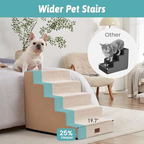 Dog Stairs for Small Dogs (Beige / 19.7x29.5x23.6 inch)