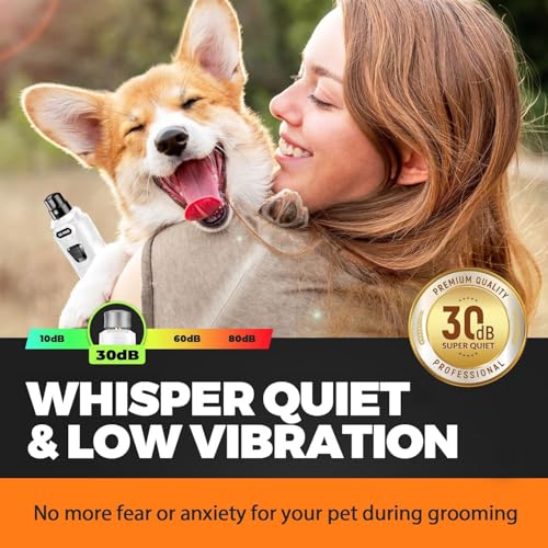 Whisper Quiet Dog Nail Grinder Safe & Stress (White)