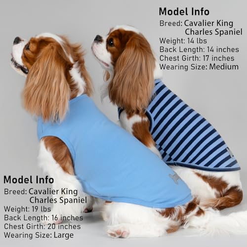 2Pack Cotton Dog Shirt for Medium Large Dogs Soft Striped Tank Top (XX-Large (40-55lbs) / 02# 2Pack (Dark Blue+Striped))