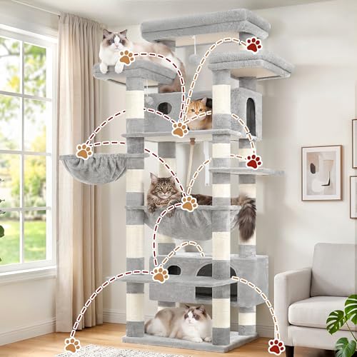 Cat Tree 74" Tower for Large Cats (74 inch / Light gray)