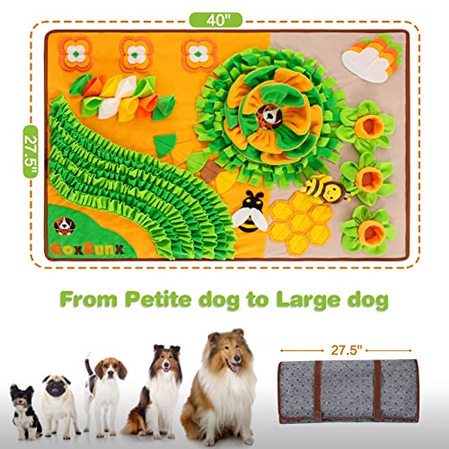 Snuffle Mat for Dogs 40'' X 27'' Large Dog Feeding Mats Pet Sniff Nosework Slower Feeder Interactive Dog Mat for Stress Relief Encourage Natural Foraging (Orange)