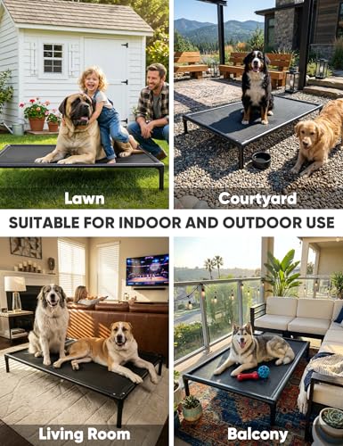 Elevated Dog Bed Waterproof Outdoor (XXL (56"L x 37.5"W x 9"H) / Grey)