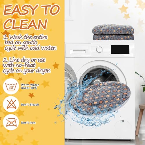 2 Pack Self Heating Cat Pad Self Heating Cat Bed Machine Washable Heat Pet Mat Reversible Body Thermal Warm Round Dog Bed Crate Blanket for Feral and Indoor Cats (16'' / Star)