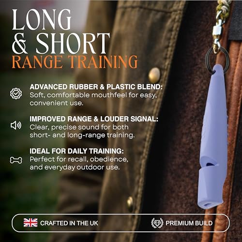 Alpha 210.5 Professional Dog Training Whistle with Lanyard. Enhanced Ergonomic Grip. BPA (Violet/Black)