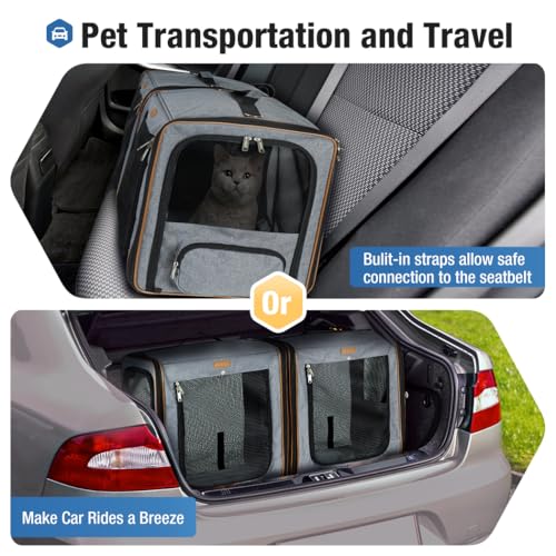 Large Cat Carrier for 2 Cats (Grey)