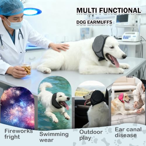 Dog Ear Covers for Grooming (Grey / L(Head Circle:20-24))