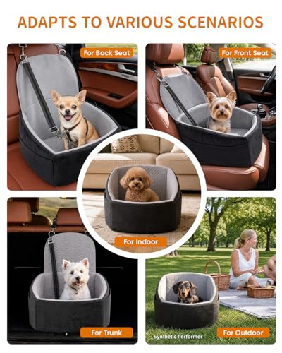 Dog Booster Car Seat with Extend Backrest for Small Medium Pet (Black&Grey / 18.5"l X 18.5"w X 22"h)