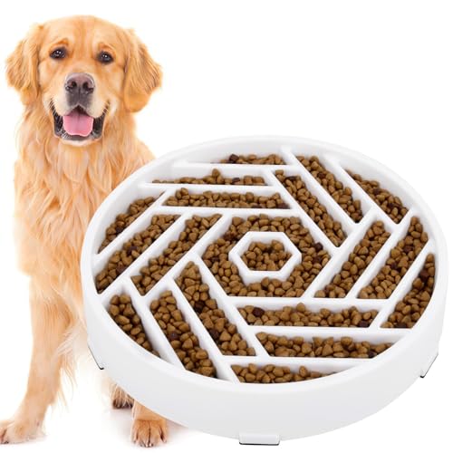 Slow Feeder Dog Bowls Large Medium Breed (White)