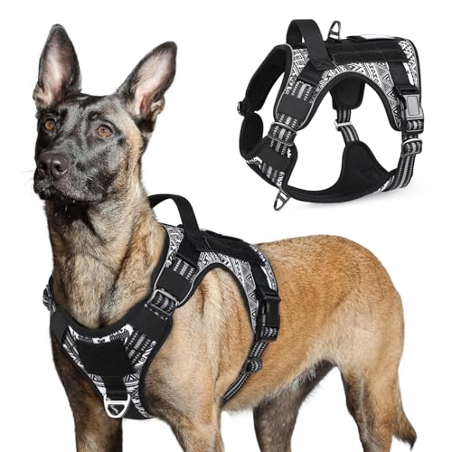 Tactical Dog Harness for Large (B&W Geometric / Large)