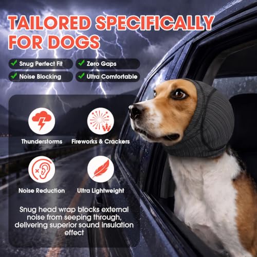 Dog Calming Hood Ear Cover for Anxiety Relief (Grey / Small)