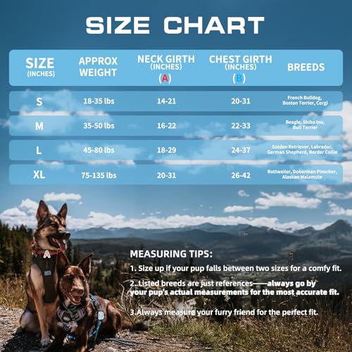 Tactical Dog Harness for Large Dogs (Denim Blue / XL(Neck:20-31",Chest:26-42"),75-135 lbs)