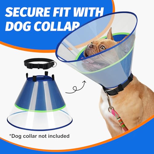 Dog Cone Collar with Soft Liner to Stop Licking (Blue / S(Depth: 7.3, Girth: 11.5-12.5 ))