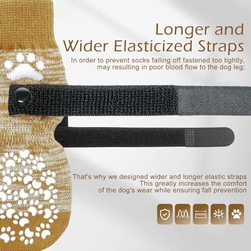6PCS Anti Slip Dog Socks to Prevent Licking Paws (X-small (6 Count) / Beige)