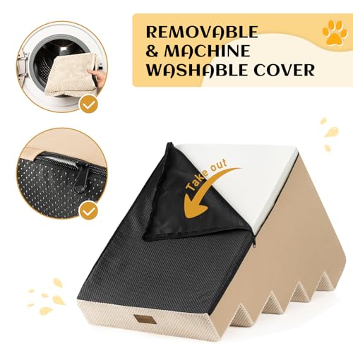 Dog Stairs for Small Dogs (Beige / 17.7x30x23.6 inch)