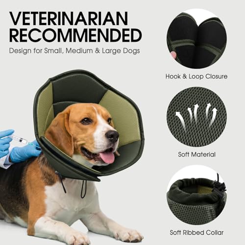 Dog Cone Soft Cone for Dogs to Stop Licking (Army Green / Small)