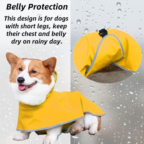 Dog Poncho Hooded Raincoat for Puppies & Small to Large Dogs (Yellow / Small)