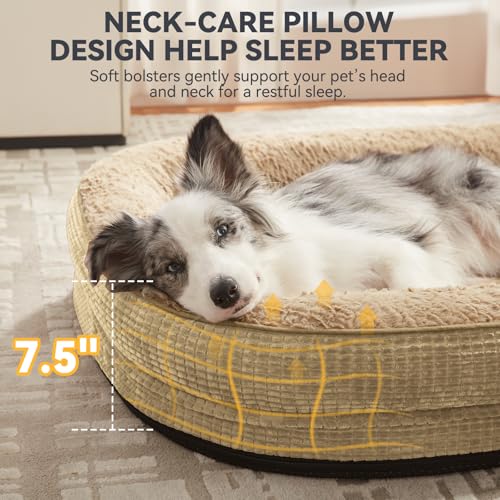Orthopedic Dog Bed for Extra Large Dogs (Light Brown / 48"l X 35"w X 7.5"th)