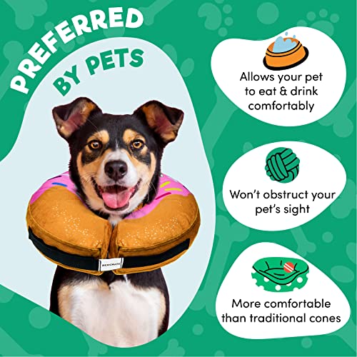 Inflatable Dog Cone Collar Alternative After Surgery Medium (Donut-Strawberry / Medium [Neck:7"-11"])
