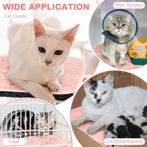 2 Pack Self Heating Cat Mat Self Warming Pet Pads Washable Kennel Mat Dog Crate Pad Reflects Body Heat Non Skid Cat Thermal Pads for Puppy Indoor Outdoor (16 x 20 inches / Pink)
