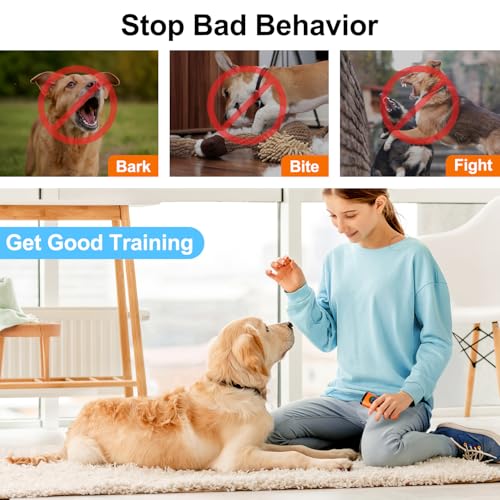 Dog Bark Deterrent Devices Anti Barking Device for Dogs Ultrasonic Bark Stopper Portable Dog Training Tool Indoor Outdoor Up to 50ft Correct Bad Behavior of Own or Neighbor's Dog (Orange / 1 Pack)
