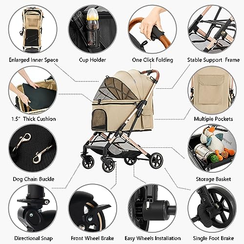 Medium Dog Stroller (Khaki)