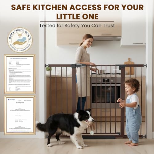 36" Extra Tall Baby Gate for Stairs (Brown / 29.7-51"W x 36"H)