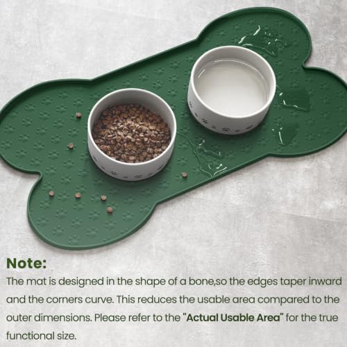 Dog Food Mat Anti (19.4" x 9.8"-2PCS / Hunter Green)