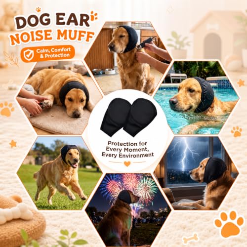 Dog Ear Muffs for Noise Protection Grooming and Blow Drying (Large)