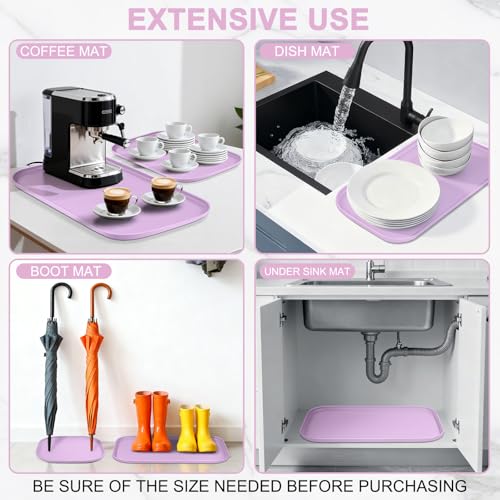 Waterproof Silicone Pet Food Mat with Raised Edge for Dog & Cat (Lavender / 19"L x 12"W)