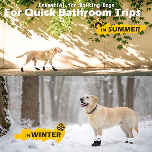 Anti Slip Dog Socks to Prevent Licking Paws for Hot Pavement (White & Black / Medium)