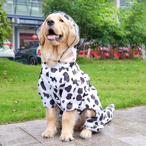 Dog Raincoat Tail Protect Legs Cover Cow Cosplay Raincoat Costume Cute Animals Pattern Raincoat Jacket for Medium Large Dogs 4XL (4XL-Back<20'' For 33-44lb dogs / Cow)