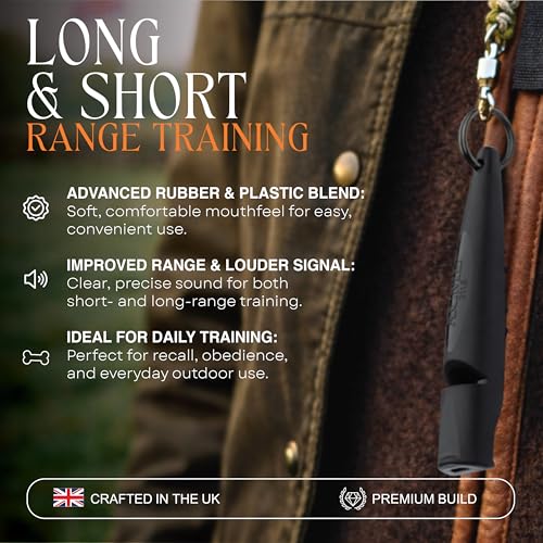 Alpha 211.5 Professional Dog Training Whistle with Enhanced Ergonomic Grip. BPA (Black)