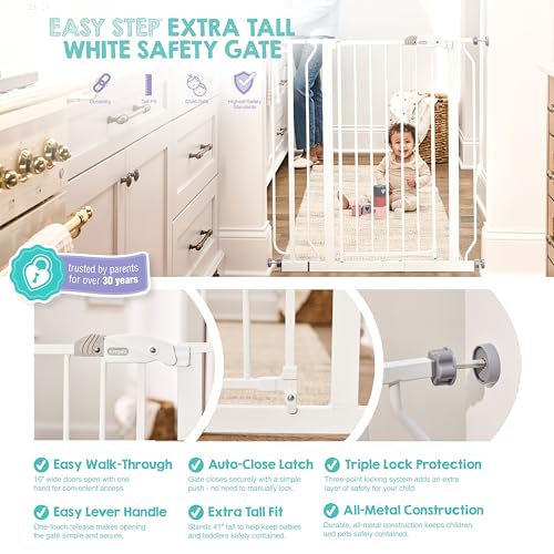 Safety 36" Extra Tall Baby Gate (White / 29-36.5"W x 36"H)