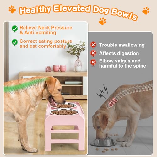 Elevated Dog Bowls (Pink / 8" for Medium Dogs)