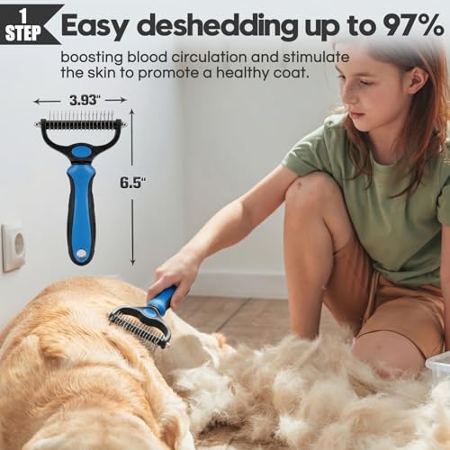 Dog Slicker Brush for Dogs Grooming Kit 5PCS Long Haired Doodles (Blue)