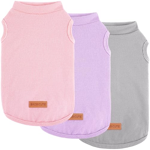 3Pack Dog Shirts Lightweight Waffle Dog Shirt for Small DogsSleeveless Dog Shirt for Small Medium Boy Girl Dogs Cozy & Breathable Pet Vest (2XL(Back: 19.7", Chest: 25.6", 29.8-40.8lbs) / Light Purple+Light Pink+Light Grey)