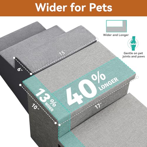 Dog Stairs with Storage (Grey No Condo / 2)