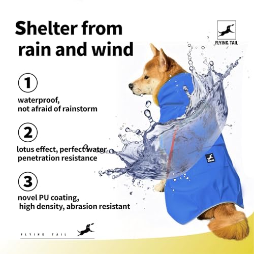 Easy Sporting Dog Raincoat with Soft Non (X-Large / Blue)