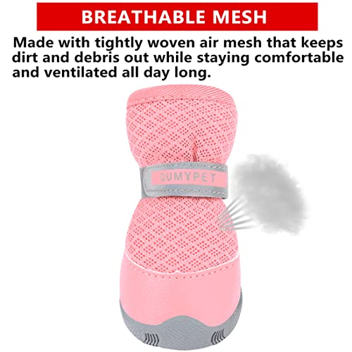 Dog Shoes for Small Dogs Hot Pavement Puppy Dog Boots & Paw Protectors (Pink / size 4: 1.89"x1.51"(L*W))