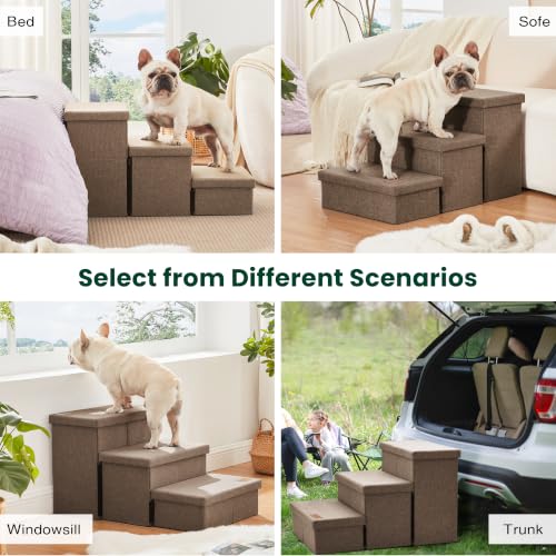 Dog Stairs for High Bed (Light Brown / 29.5" X 17" X 17.7" H)