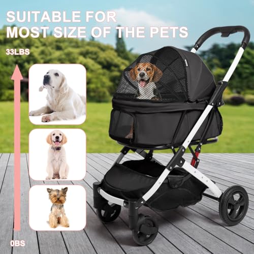 Pet Stroller for Small Dogs and Cats (Black)